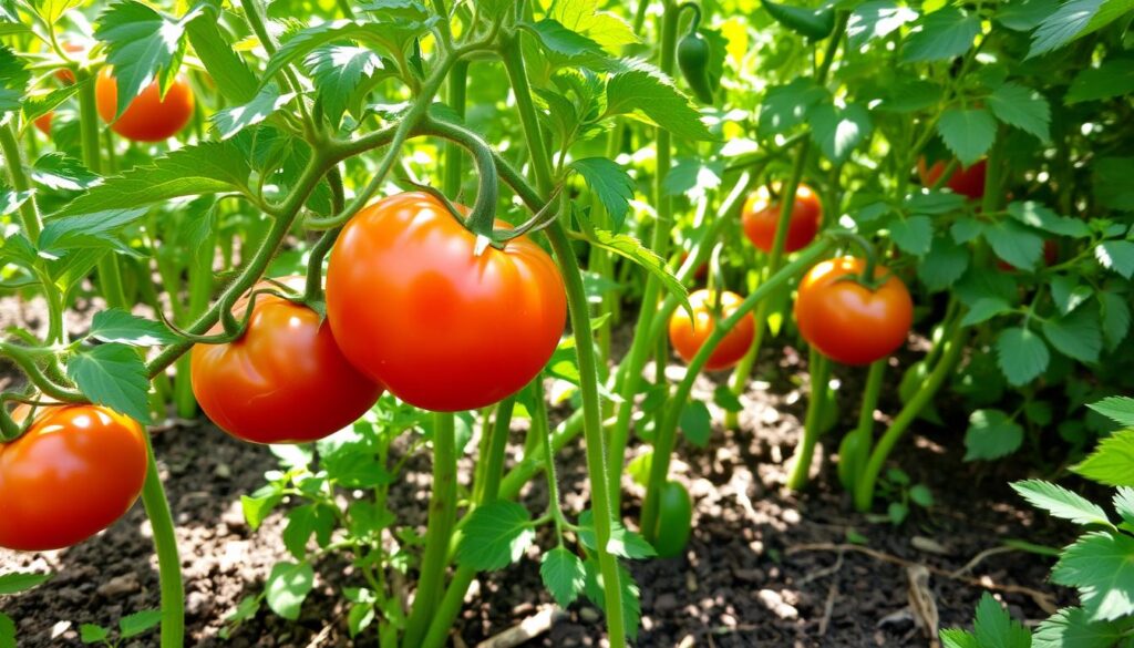 Moestuin met vleestomaten